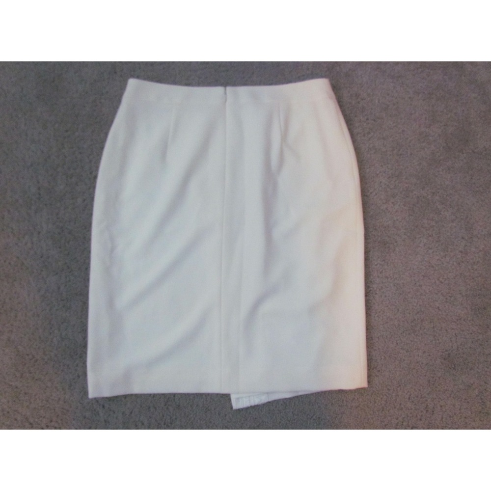 Katherine Kelly Pencil Skirt Size 12 White Crochet Trim Wrap Front Office Chic